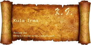 Kula Irma névjegykártya